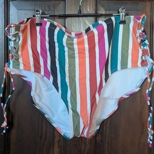 Multicolored side tie bikini bottoms